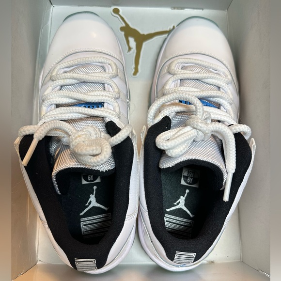 Air Jordan XI Legend Blue in White & Blue, Youth 6 - Picture 7 of 10